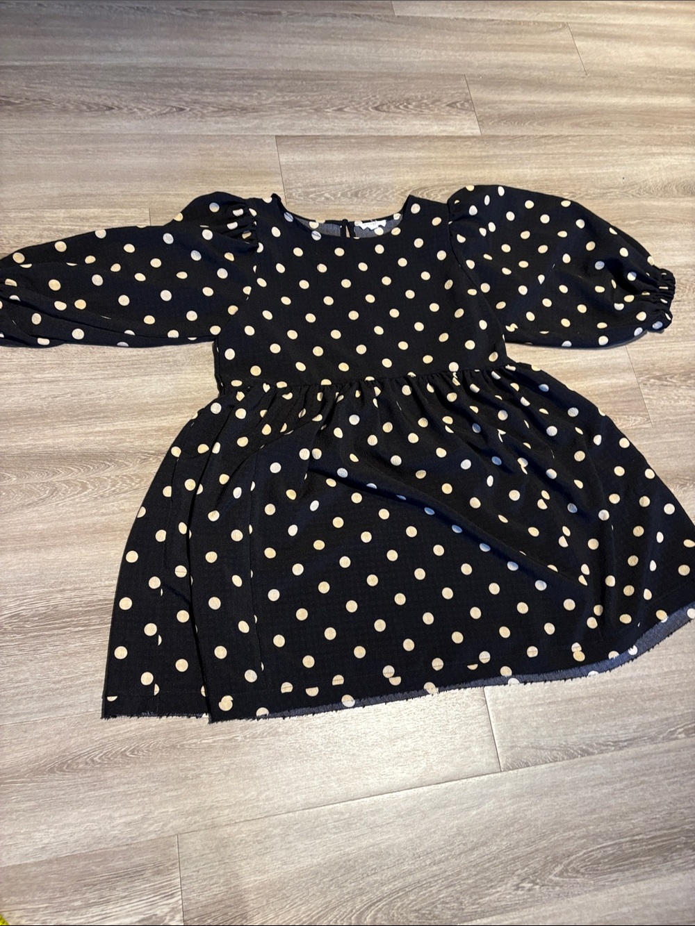 Blu Pepper Black Dress with Cream Polka Dots